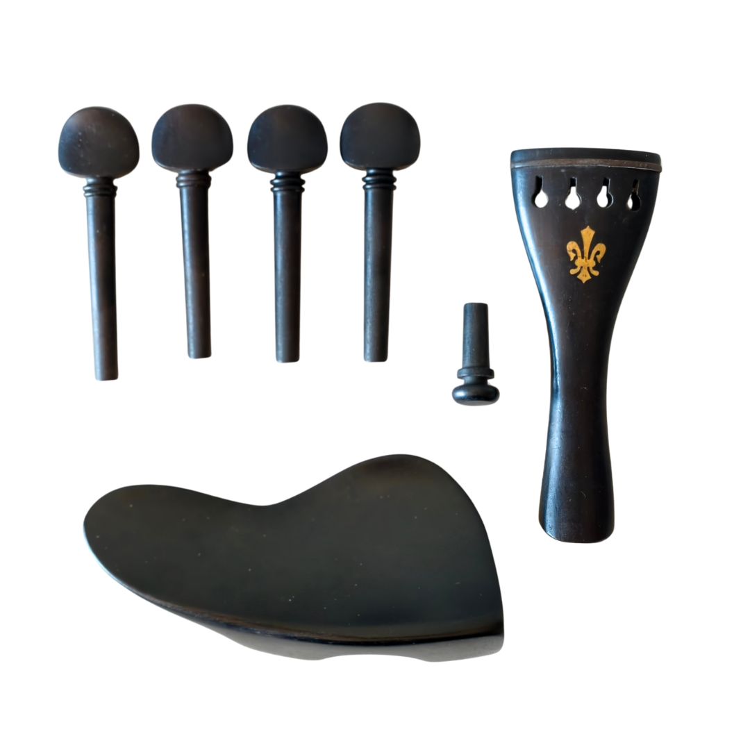 Set de accesorios para violín tallados en madera de ébano